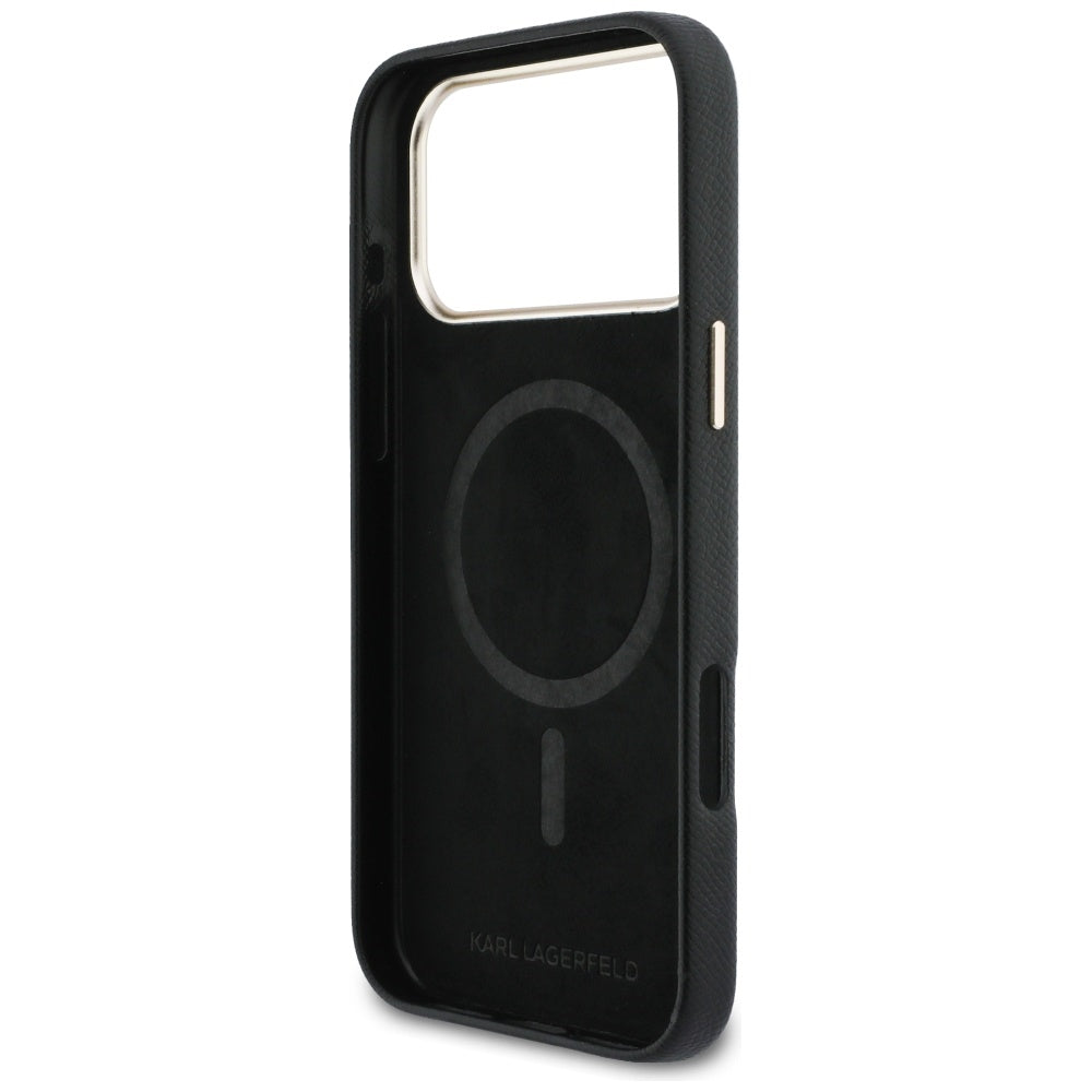 Karl Lagerfeld - Hardcase Leather Khead Logo MagSafe (KLHMP17X5PGFKHGK) - iPhone 17 Pro Max - Black