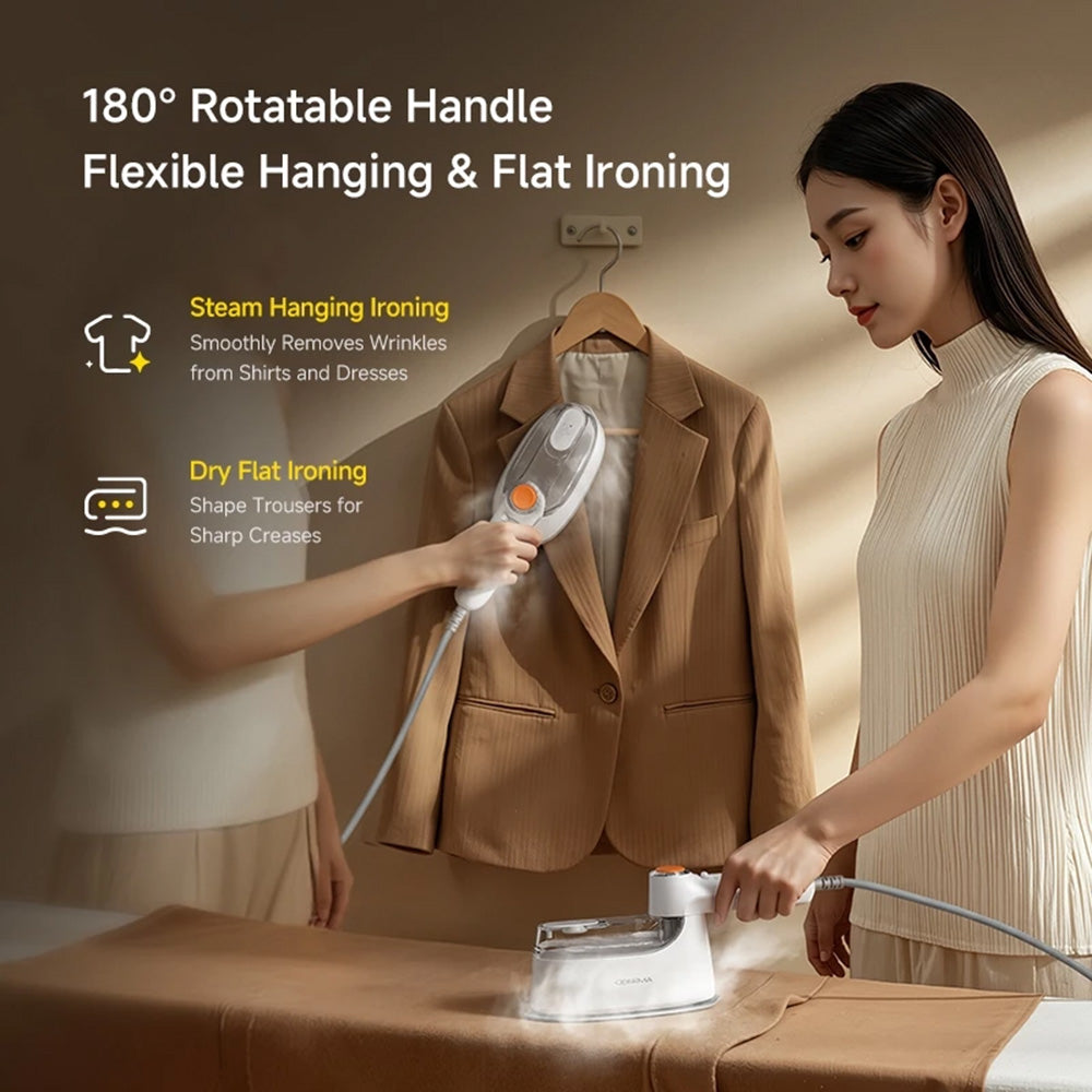 Deerma - Handheld Garment Steamer (GT01) - Portable, 180°C Steam, Ergonomic Handle, 1200W, 25000Pa, Ceramic Panel - Whit