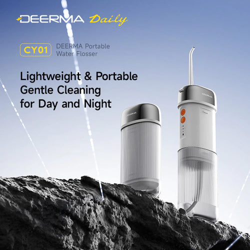 Deerma - Water Flosser (CY01) - Portable, 4x Intensity Levels, Detachable Tank, High-Energy Pulses, 8W, USB-C, IPX7 - Wh