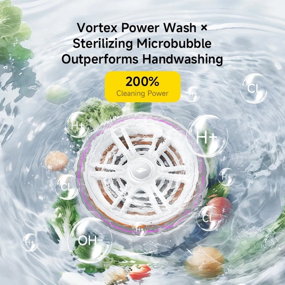 Deerma - Washing Machine (GS01) - Automatic, 21W, 2000mAh, Portable Fruits Cleaner, Boost Food Freshness, Vortex Power -
