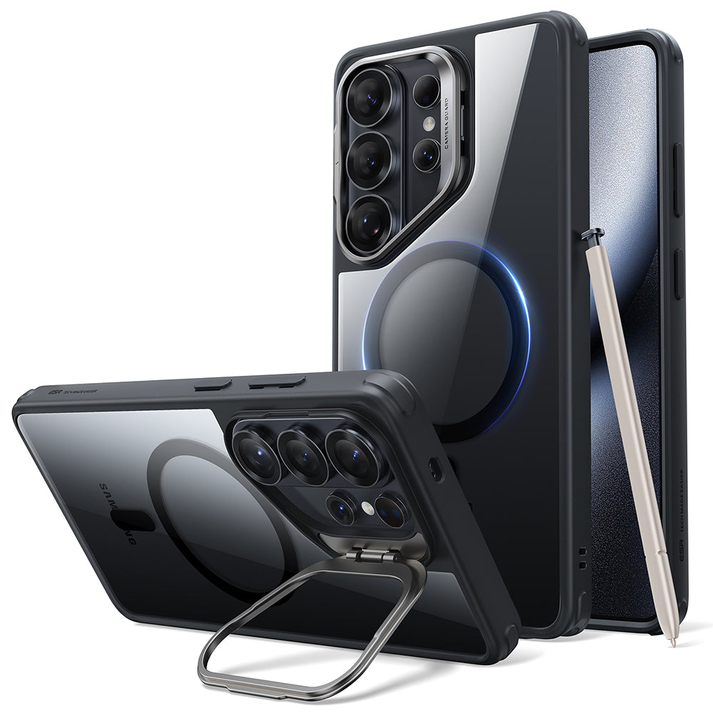 ESR - Classic Hybrid HaloLock Kickstand - Samsung Galaxy S26 Ultra - Clear Black