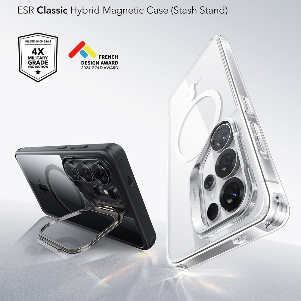 ESR - Classic Hybrid HaloLock Kickstand - Samsung Galaxy S26 Ultra - Clear Black