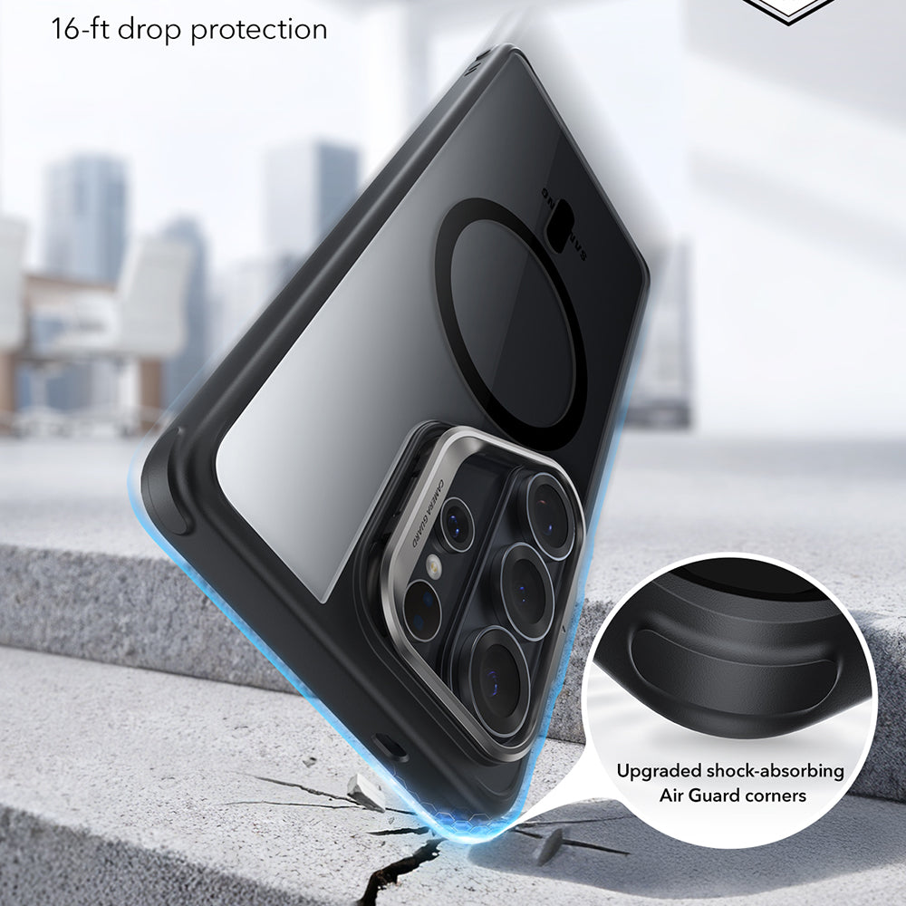 ESR - Classic Hybrid HaloLock Kickstand - Samsung Galaxy S26 Ultra - Clear Black
