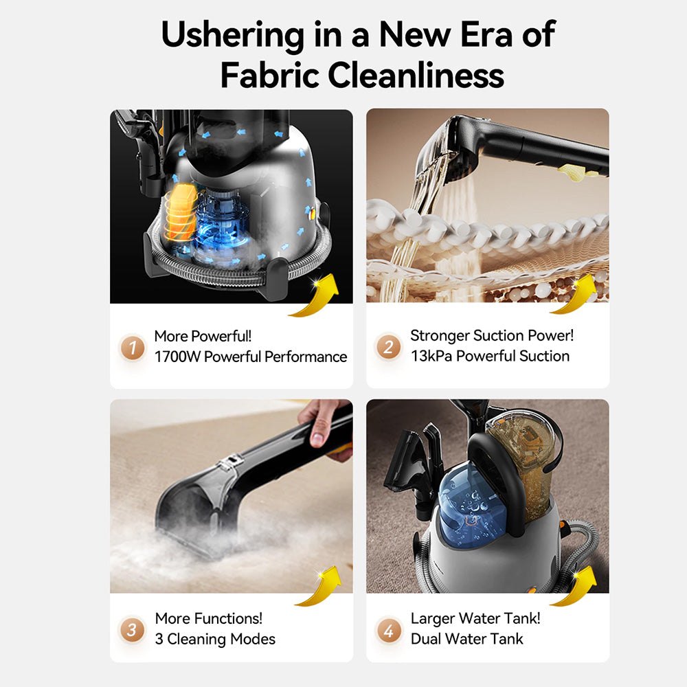 Deerma - Steam Cleaner (BY700 S) - 13000Pa, 1700W, High Temperature, 3 Modes, 5 Brush Heads, 6D Wash, Self-Cleaning - Bl