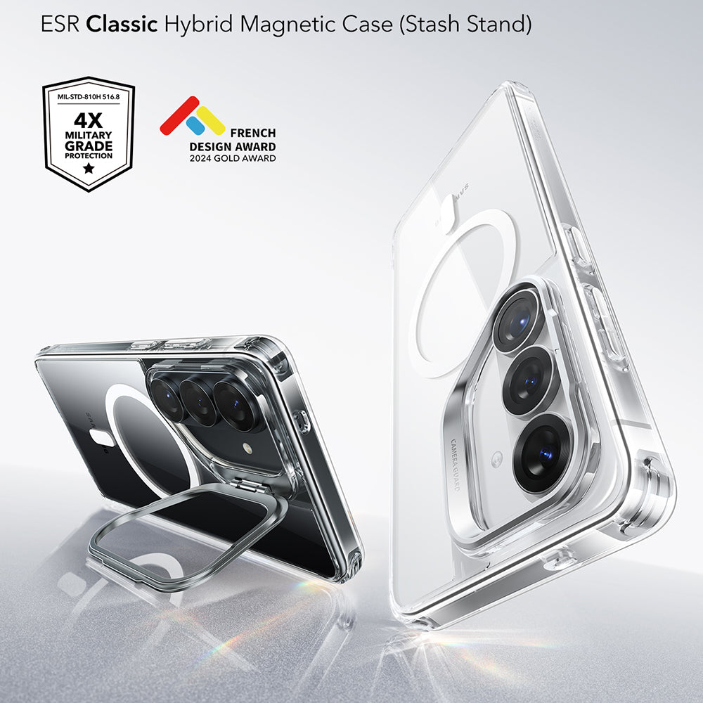 ESR - Classic Hybrid HaloLock Kickstand - Samsung Galaxy S26 Plus - Clear
