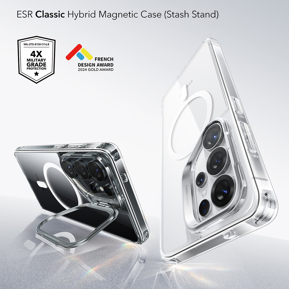 ESR - Classic Hybrid HaloLock Kickstand - Samsung Galaxy S26 Ultra - Clear