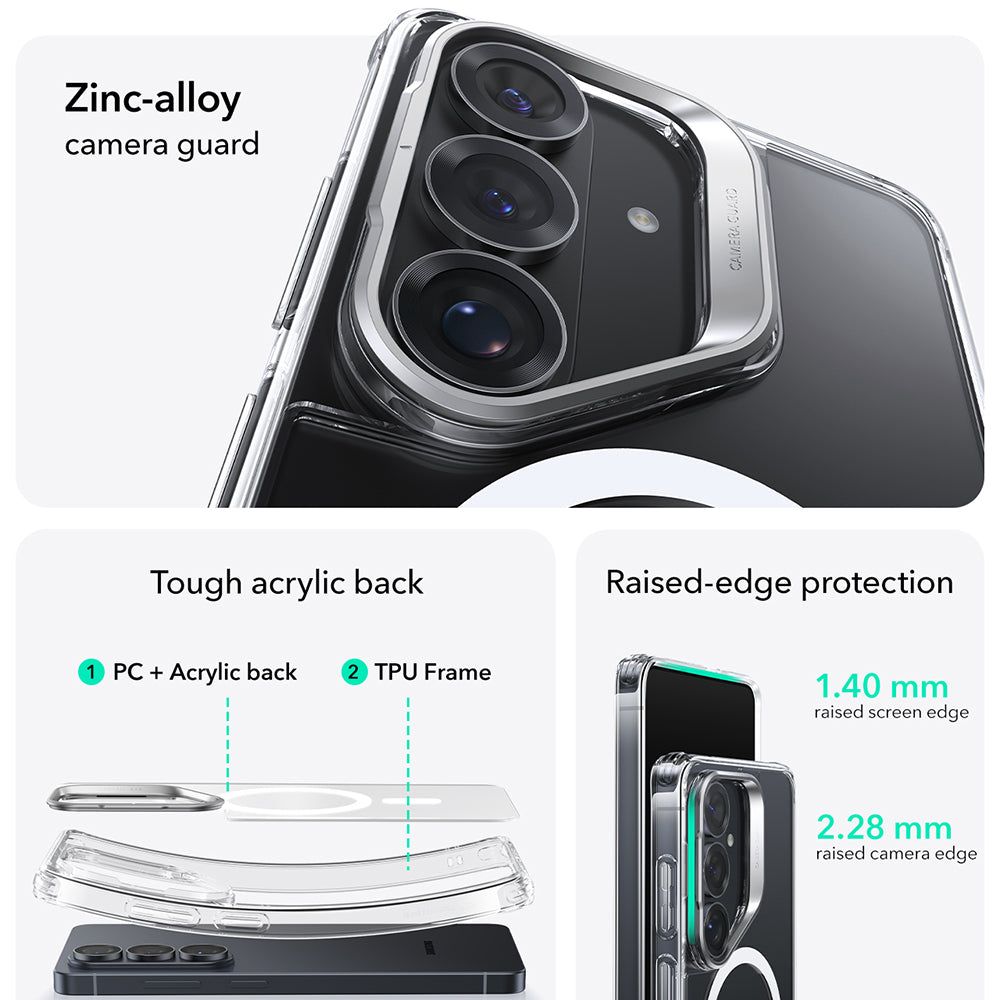 ESR - Classic Hybrid HaloLock Kickstand - Samsung Galaxy S26 - Clear