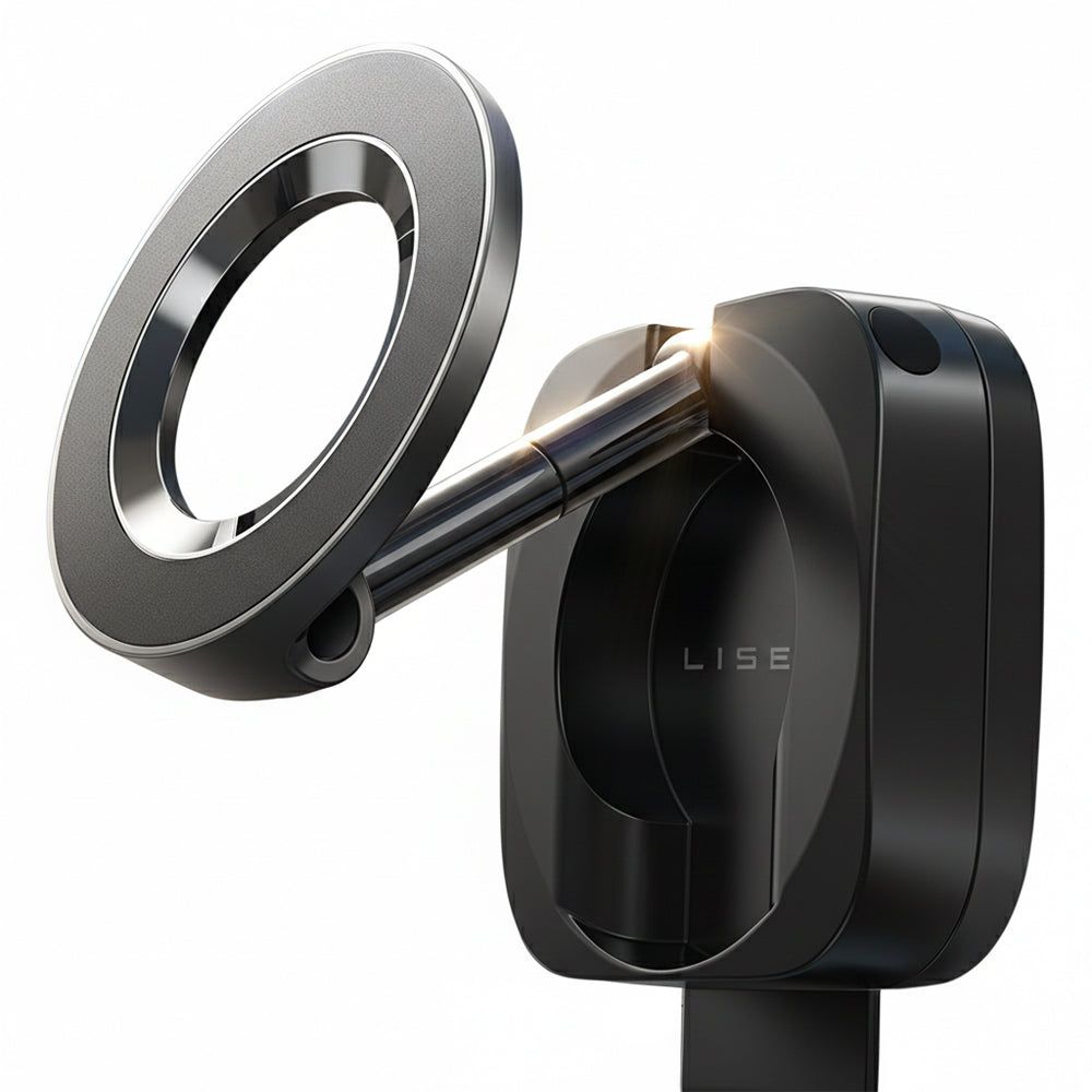 Lisen - Car Holder (YL0224110001) - Magnetic for Dashboard, Desk, 360° Rotation, Foldable, Table Clip, Secure Fit - Blac