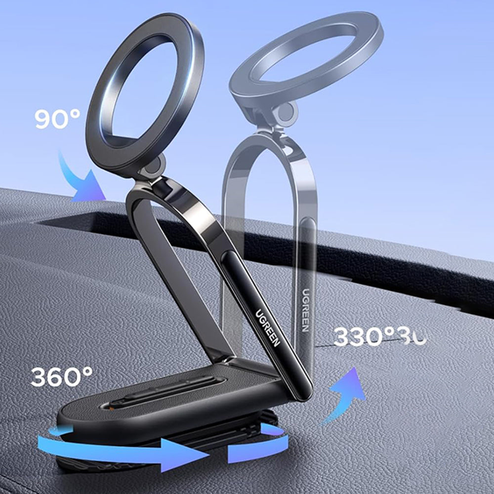 Ugreen - Car Holder LP924 (65186) - MagSafe, for Dashboard, Foldable, 360°, Secure Hold, Detachable Base - Black