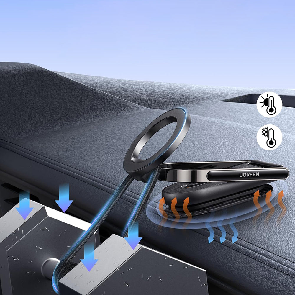 Ugreen - Car Holder LP924 (65186) - MagSafe, for Dashboard, Foldable, 360°, Secure Hold, Detachable Base - Black