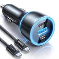 Lisen - Car Charger (YL0224010001) - with Type-C Cable, USB-A, Type-C, 170W, GaN, Aluminum Alloy, 12V/24V, 1m - Black
