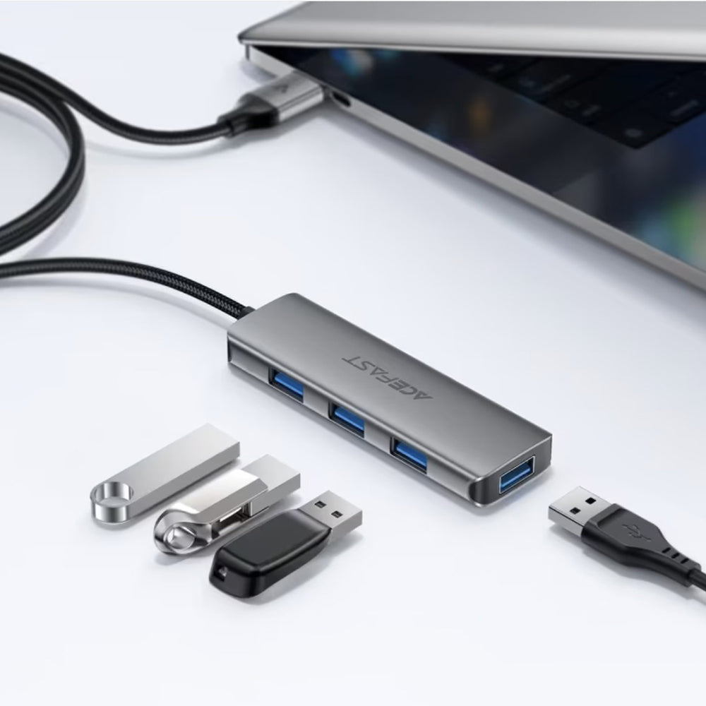 Acefast Hub/Dock Acefast Hub 4 in 1 (J17), 4 x USB3.0, 5Gbps, Plug & Play, Aluminum Alloy, 5V/3A, USB Cable, 1m, Metal G