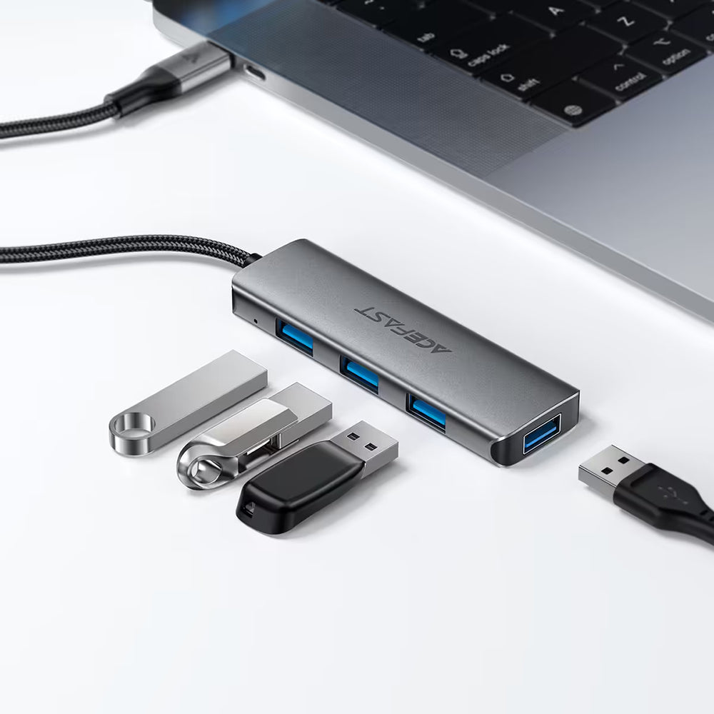 Acefast Hub/Dock Acefast Hub 4 in 1 (J15), Type-C to 4x USB3.0, 5Gbps, Plug&Play, Aluminum Alloy, Nylon Braided Cable, M