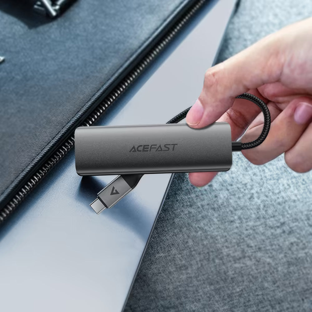 Acefast Hub/Dock Acefast Hub 4 in 1 (J15), Type-C to 4x USB3.0, 5Gbps, Plug&Play, Aluminum Alloy, Nylon Braided Cable, M