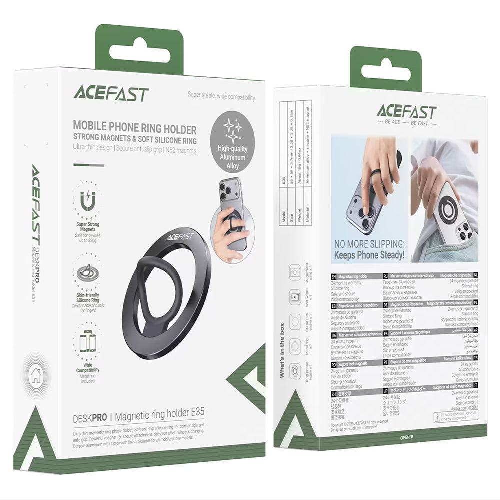 Acefast Suport Acefast Magnetic Phone Ring (E35), Ultra-Thin Design, N52 Magnet, Anti-Slip Silicone, Negru – imagine 7