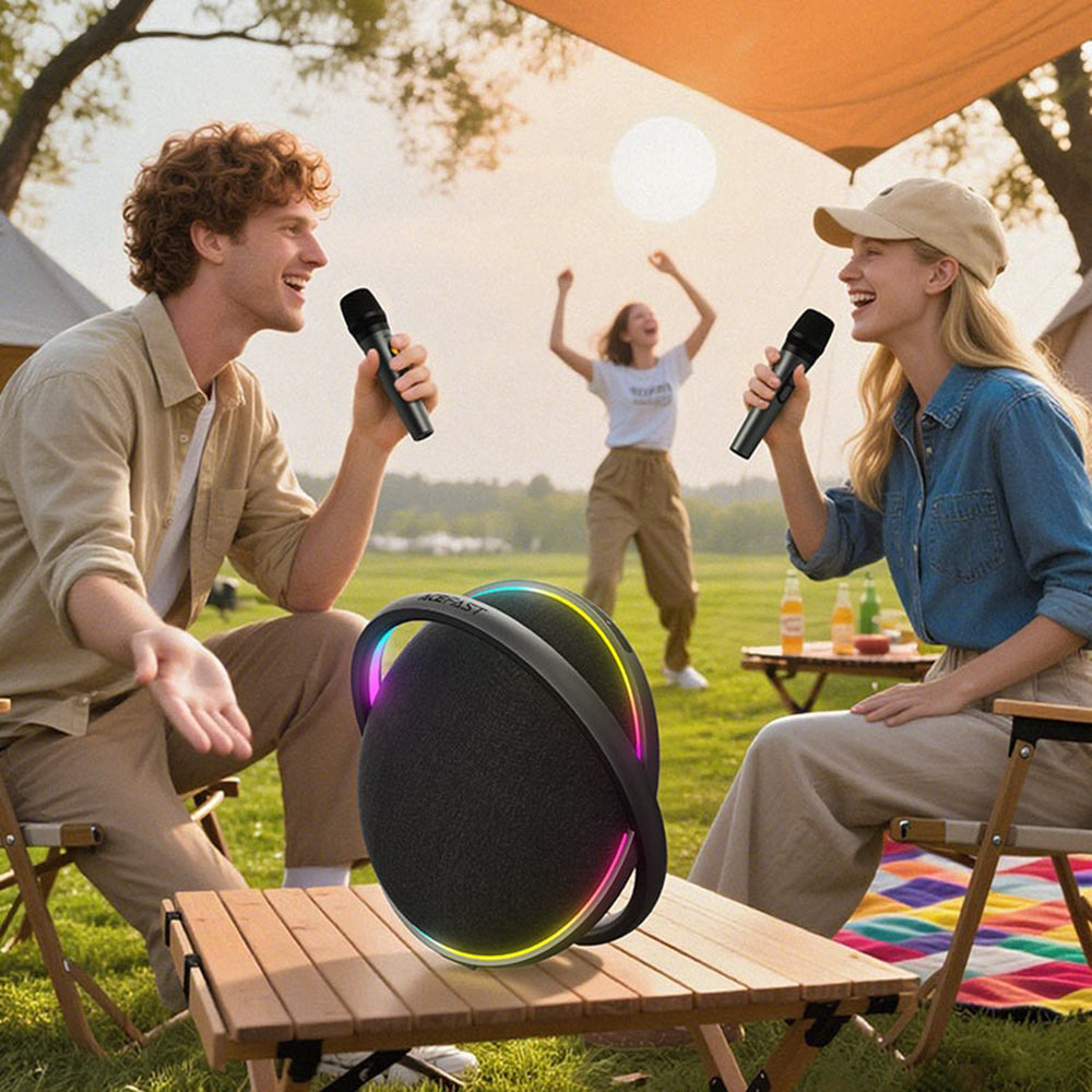 Acefast Casti Acefast Portable Wireless Speaker (K5 Max), with Dual Wireless Mics, 350W Peak, TWS Stereo, DSP, RGB Light