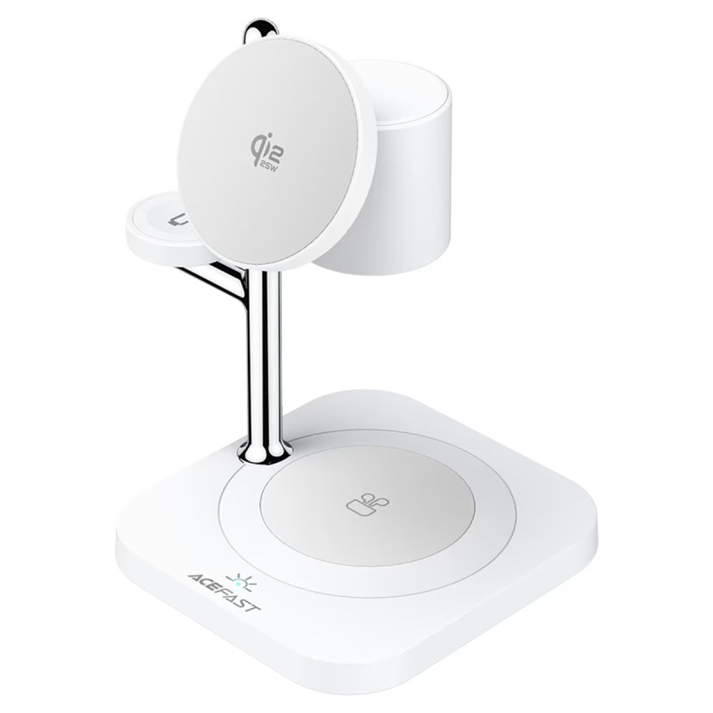 Acefast Incarcator Acefast 3 in 1 Magnetic Wireless (E39), Qi2.2, Phone + Watch + TWS, Night Light, 32.5W, Alb