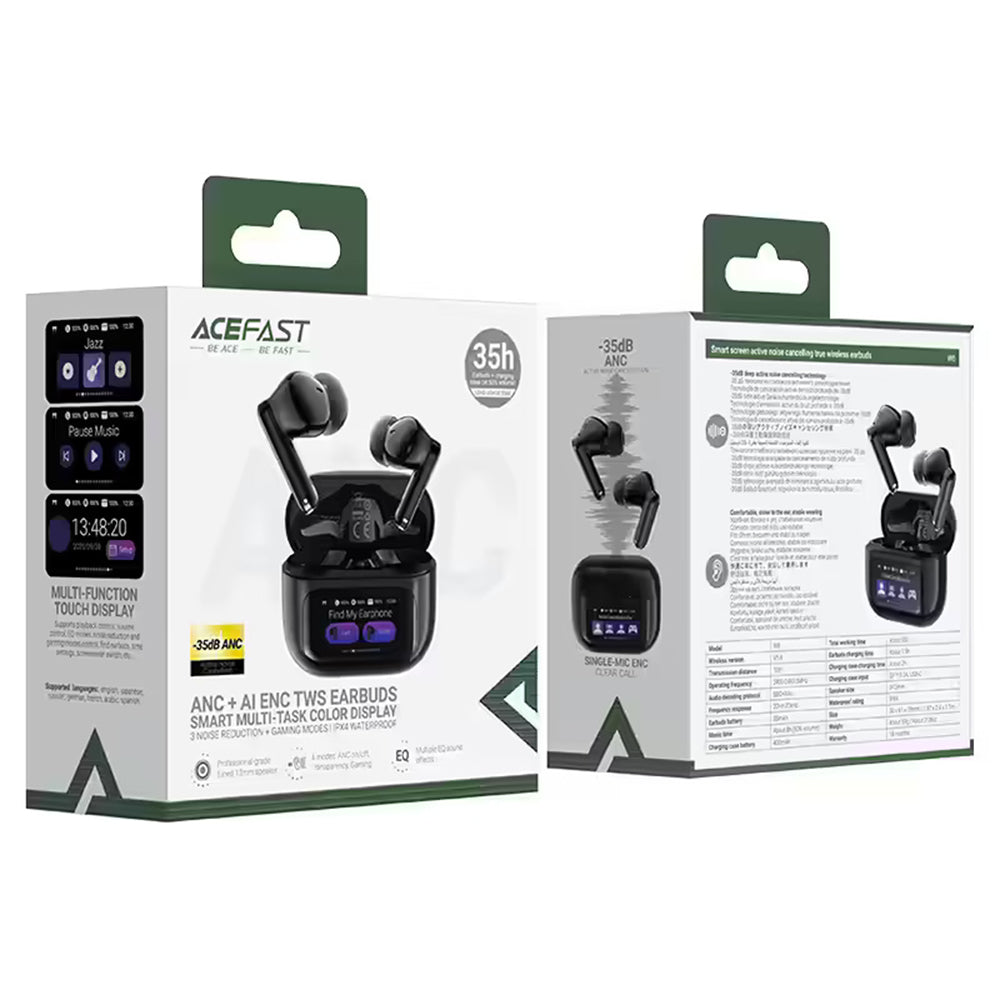 Acefast Casti Acefast (W6), ANC, AI ENC, Smart Display, Gaming Mode, BT5.4, Negru – imagine 7