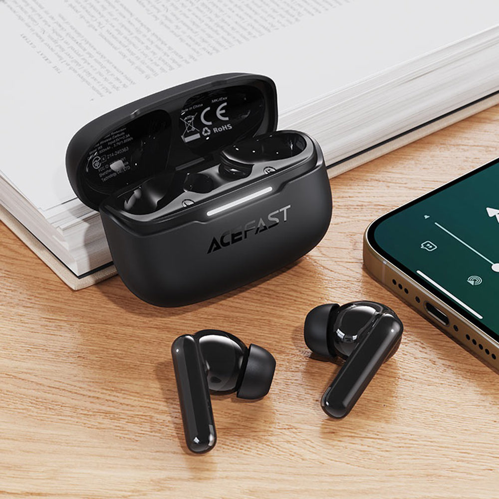 Acefast Casti Acefast (W5), In-Ear Design, TWS, 6-Mics Hybrid ANC, Dual-mic ENC, BT5.4, IPX4, Negru – imagine 5