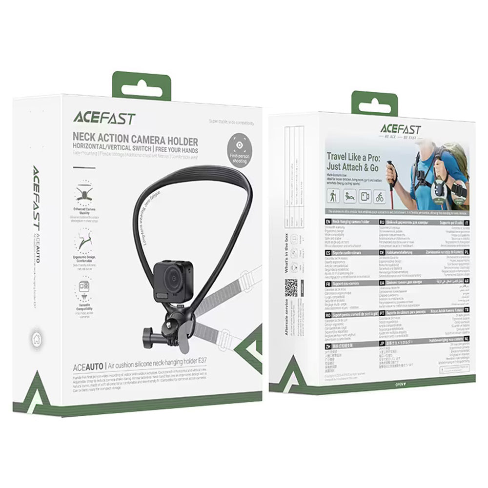 Acefast Suport Acefast Neck Action Camera (E37), Hands-Free POV, Ergonomic Design, Enhanced Camera Stability, Negru – im