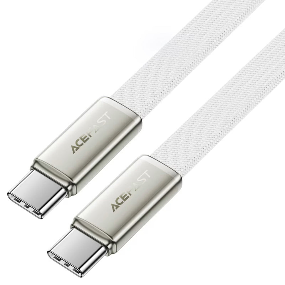 Acefast Cablu Acefast (C24-03), Type-C to Type-C, Fast Charging, 60W, Ultra‑Thin Flat Design, Nylon Braided, 1.2m, Alb –