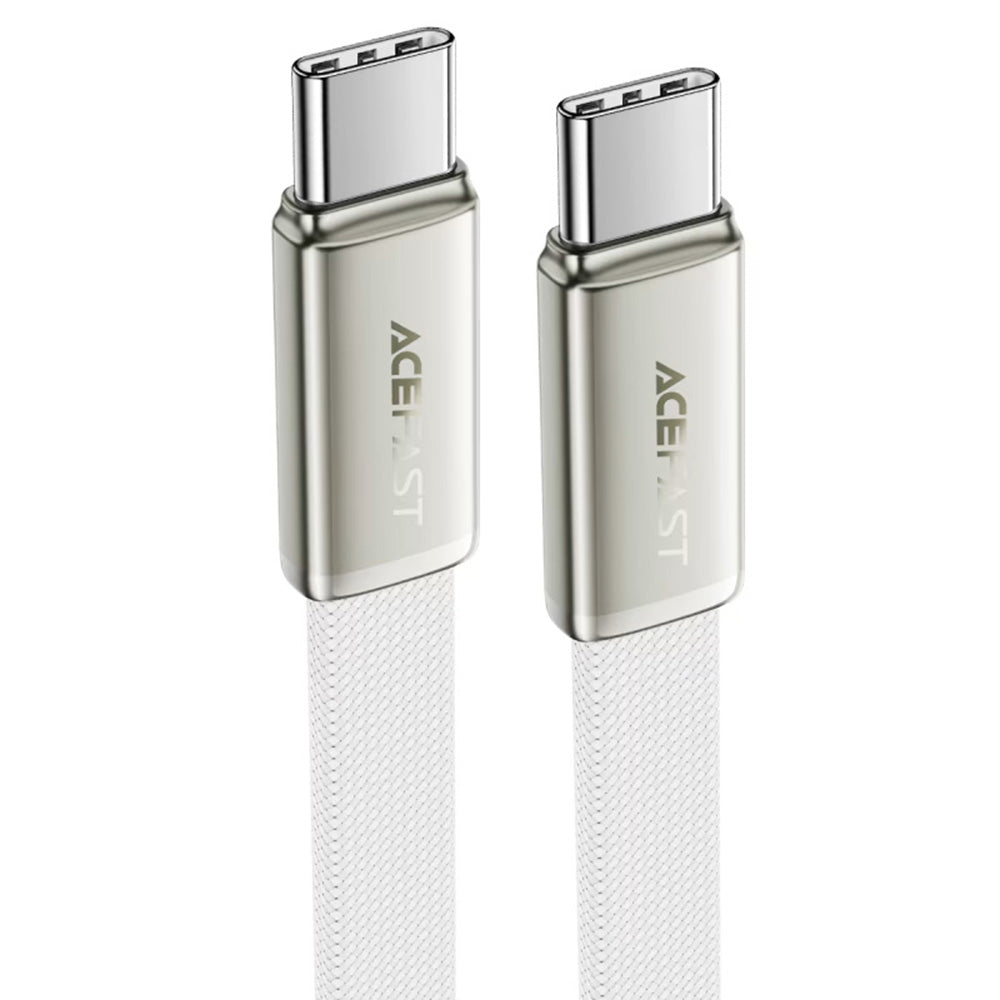 Acefast Cablu Acefast (C24-03), Type-C to Type-C, Fast Charging, 60W, Ultra‑Thin Flat Design, Nylon Braided, 1.2m, Alb