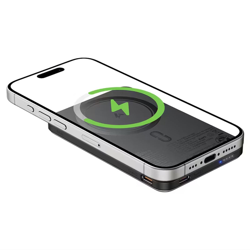 Acefast Baterie externa Acefast Magnetic Wireless (M30), with Type-C Cable, MagSafe, Ultra-thin, 2x USB-C, LED, 5000mAh,
