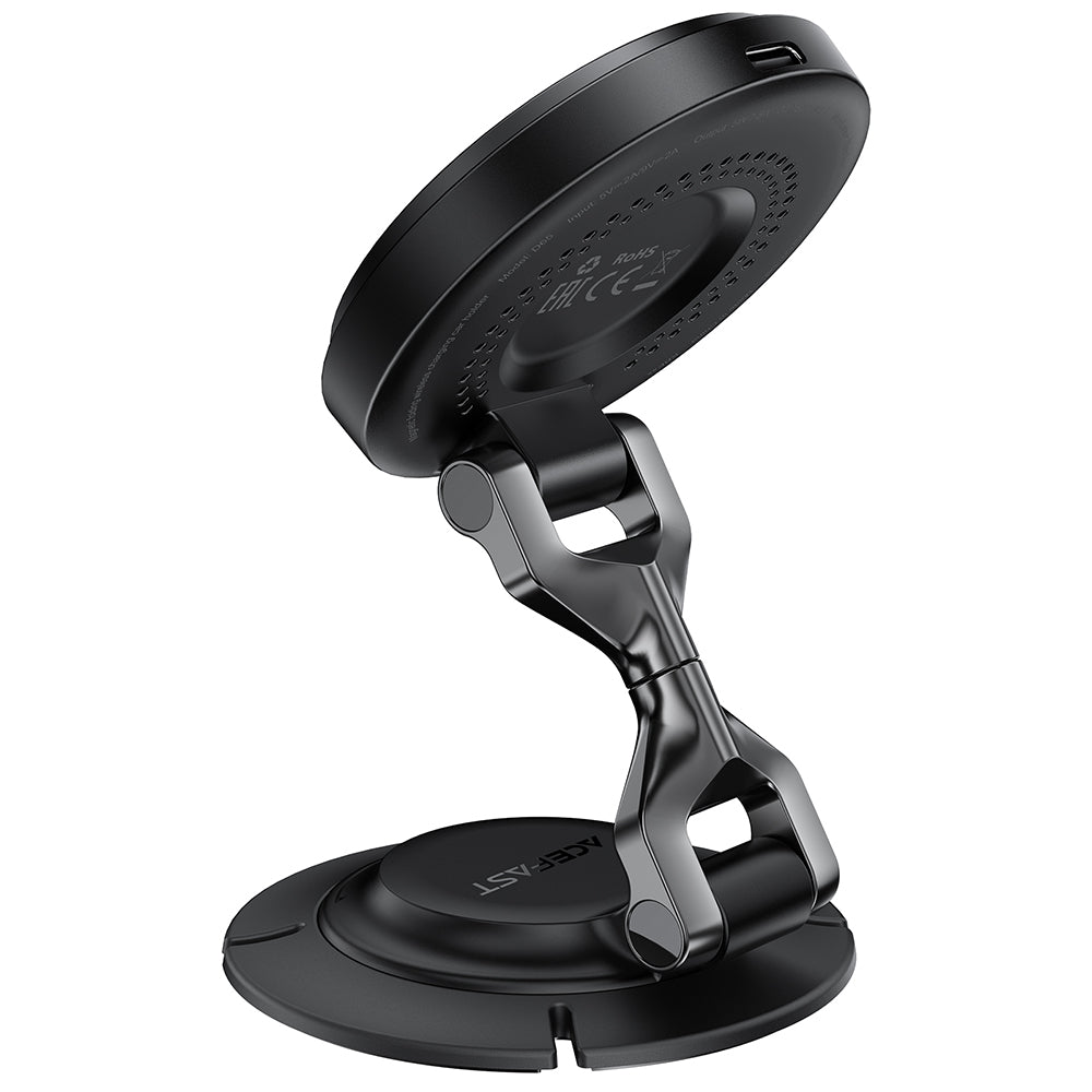 Acefast Suport Acefast with Wireless Charging (D65), Magnetic, 15W, 3+1 Axis Adjustability, Light, Foldable, Negru – ima