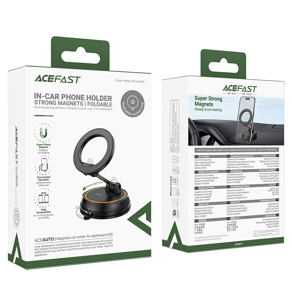 Acefast- Car Holder (D55) Suport Acefast- Car Holder (D55) for Dashboard / Windshield, 360°, Dual-Axis, Foldable, Powerf