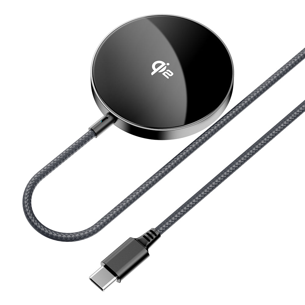 Acefast Incarcator Acefast Magnetic Wireless (E24), MagSafe, Fast Charge, Qi2, Type-C, 15W, 2.25A, Tempered Glass, 1.2m,