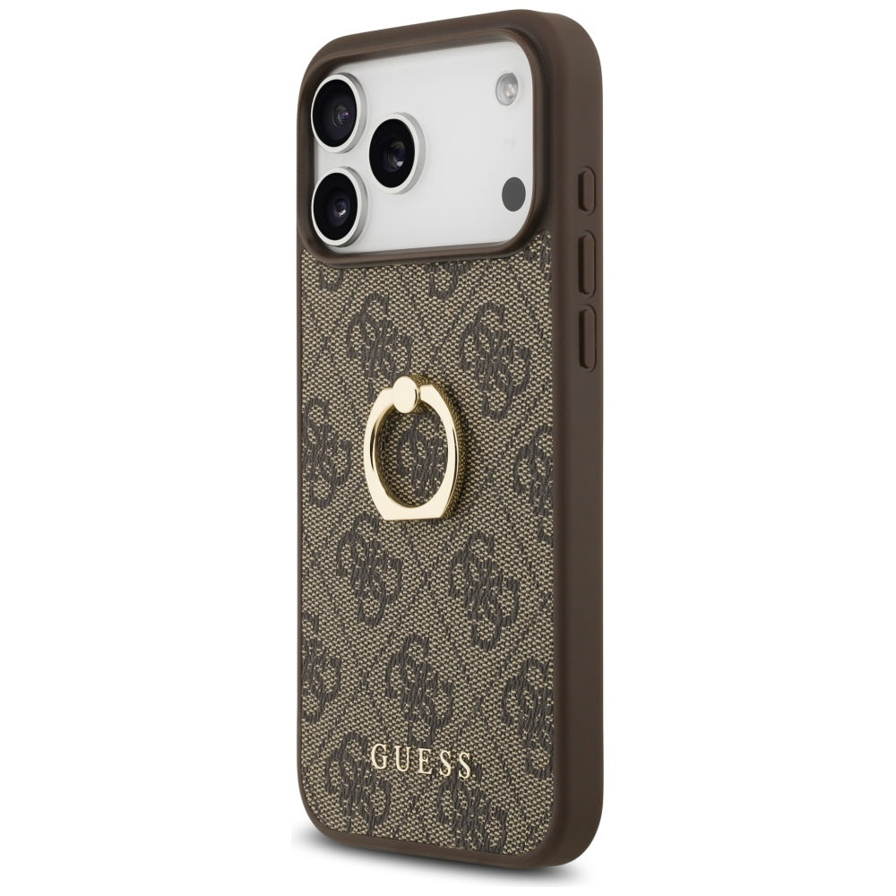 Husa pentru iPhone 17 Pro Max - Guess Hardcase 4G Ring Stand (GUHCP17X4GMRBR) - Brown