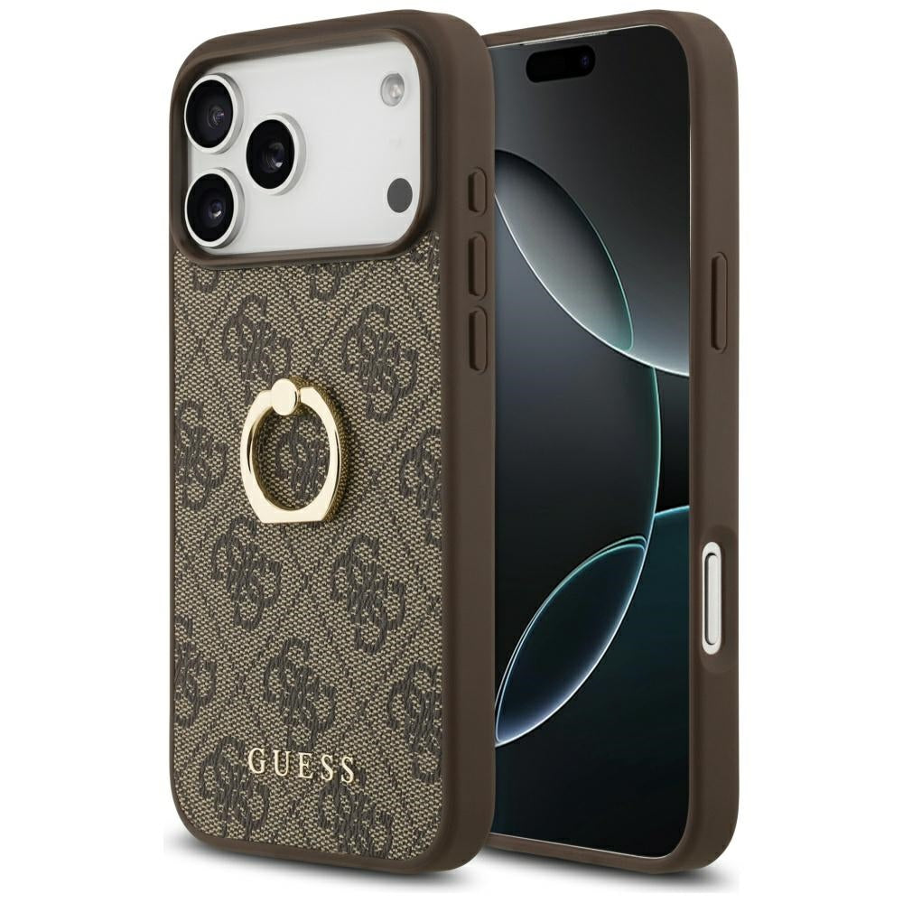 Husa pentru iPhone 17 Pro Max - Guess Hardcase 4G Ring Stand (GUHCP17X4GMRBR) - Brown