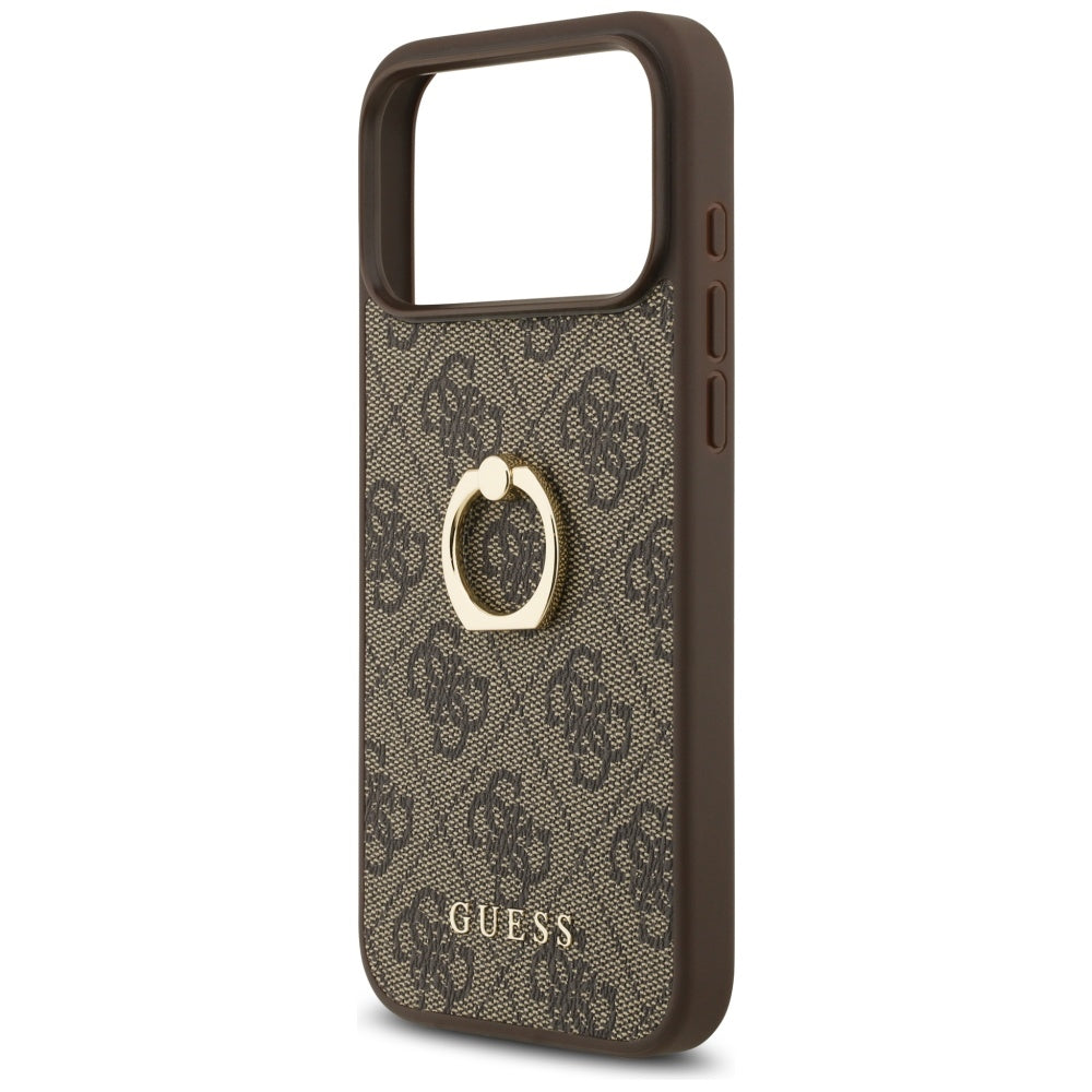 Husa pentru iPhone 17 Pro Max - Guess Hardcase 4G Ring Stand (GUHCP17X4GMRBR) - Brown