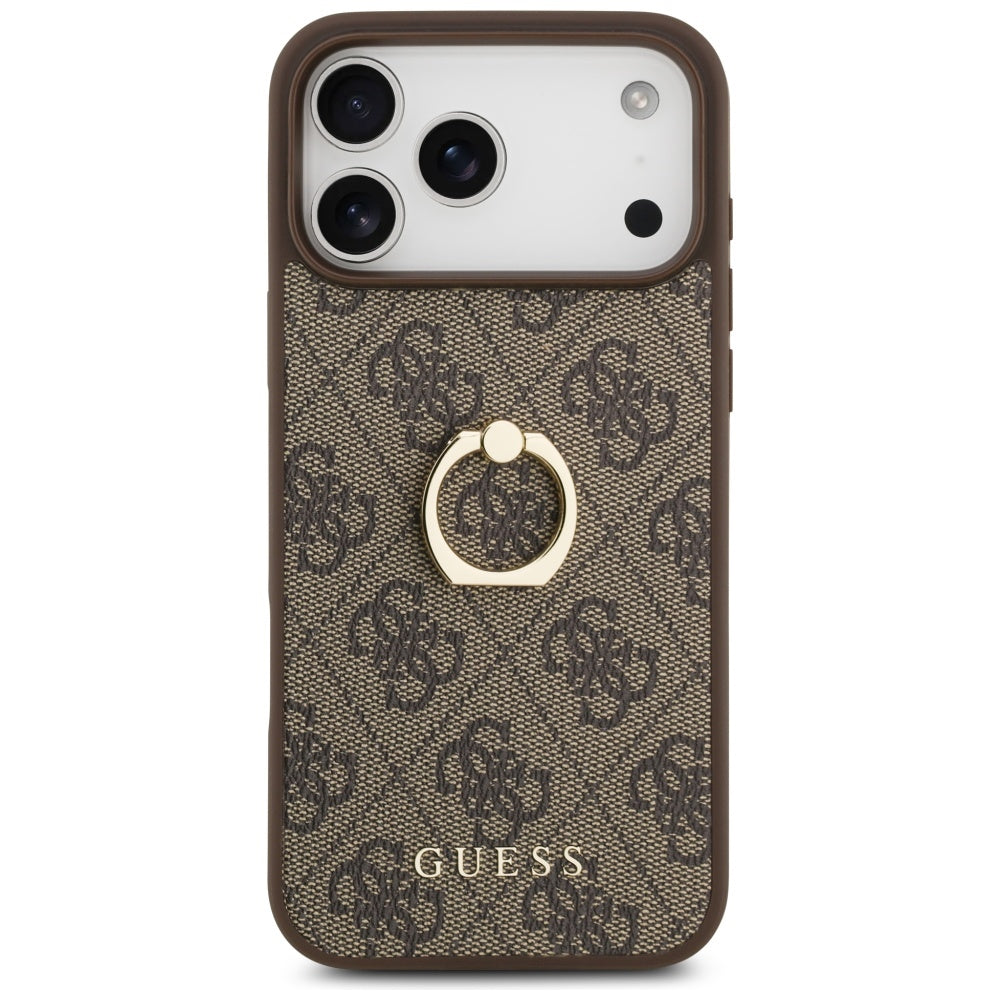 Husa pentru iPhone 17 Pro Max - Guess Hardcase 4G Ring Stand (GUHCP17X4GMRBR) - Brown