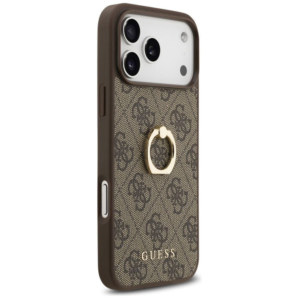 Husa pentru iPhone 17 Pro Max - Guess Hardcase 4G Ring Stand (GUHCP17X4GMRBR) - Brown