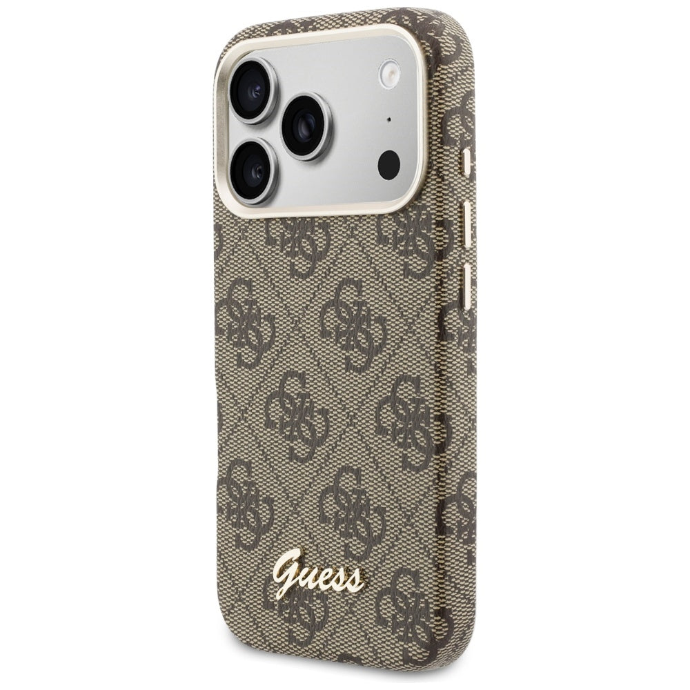 Guess Husa de protectie Guess 4G Script MagSafe (GUHMP17X5P4FWMSW) compatibil cu iPhone 17 Pro Max, Maro – imagine 5