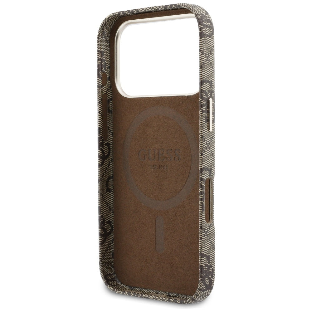 Guess Husa de protectie Guess 4G Script MagSafe (GUHMP17X5P4FWMSW) compatibil cu iPhone 17 Pro Max, Maro – imagine 2
