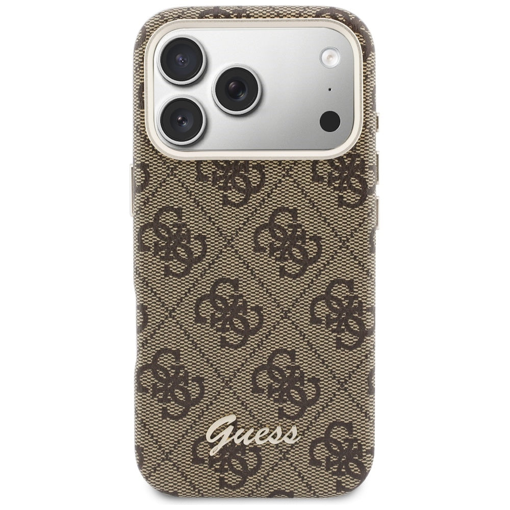 Guess Husa de protectie Guess 4G Script MagSafe (GUHMP17X5P4FWMSW) compatibil cu iPhone 17 Pro Max, Maro – imagine 4