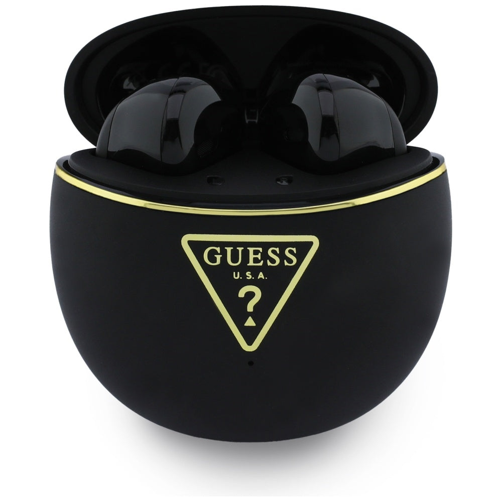 Guess - Wireless Earbuds Script Print (GUTWSA15HETK) - In-ear, Bluetooth, TWS, Small Round Design - Black