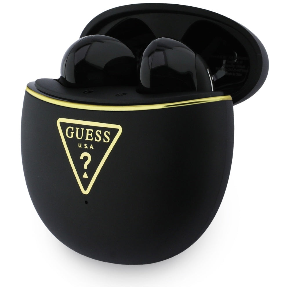 Guess - Wireless Earbuds Script Print (GUTWSA15HETK) - In-ear, Bluetooth, TWS, Small Round Design - Black