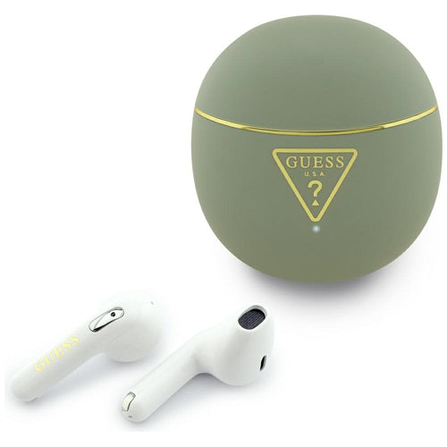 Guess - Wireless Earbuds Script Print (GUTWSA15HETN) - In-ear, Bluetooth, TWS, Small Round Design - Khaki