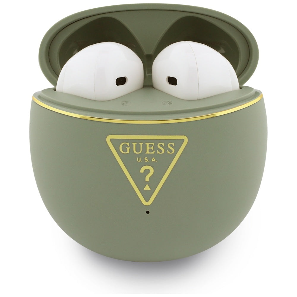 Guess - Wireless Earbuds Script Print (GUTWSA15HETN) - In-ear, Bluetooth, TWS, Small Round Design - Khaki