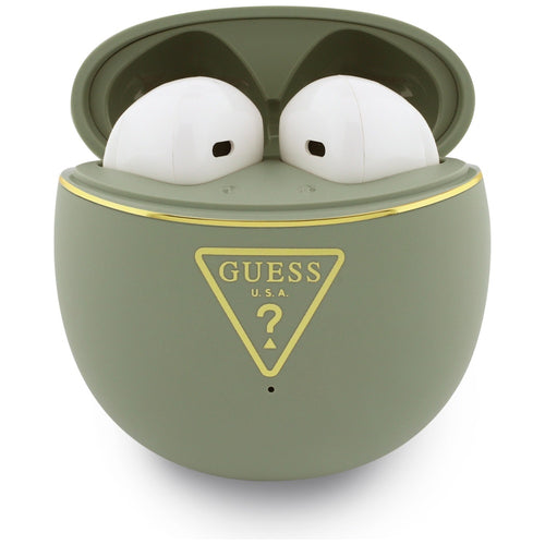 Guess - Wireless Earbuds Script Print (GUTWSA15HETN) - In-ear, Bluetooth, TWS, Small Round Design - Khaki