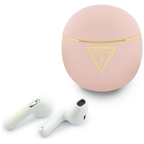 Guess - Wireless Earbuds Script Print (GUTWSA15HETP) - In-ear, Bluetooth, TWS, Small Round Design - Pink