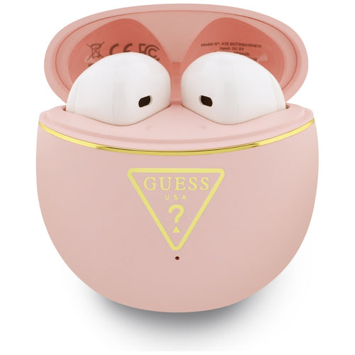 Guess - Wireless Earbuds Script Print (GUTWSA15HETP) - In-ear, Bluetooth, TWS, Small Round Design - Pink