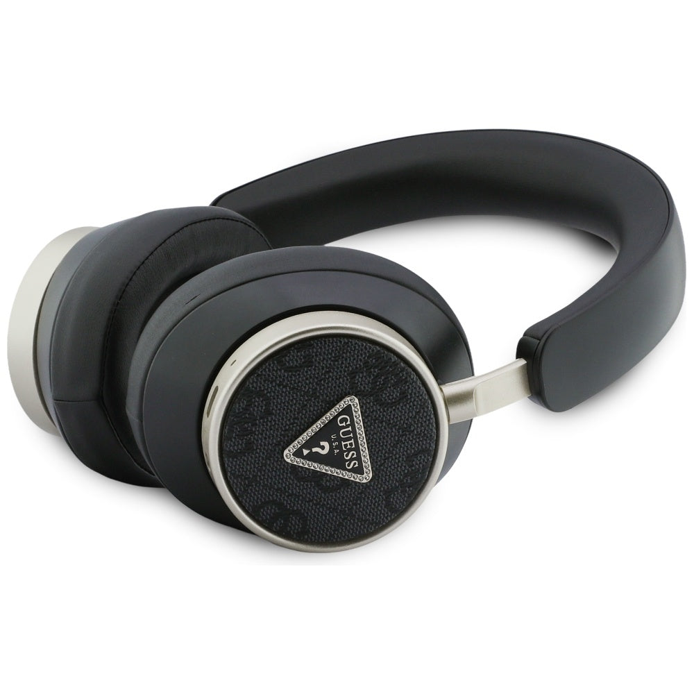 Guess - Wireless Headphones 4G Triangle Logo (GUBHC15P4MRCTK) - Bluetooth, ENC Technology, Over-ear, Eco Leather - Black