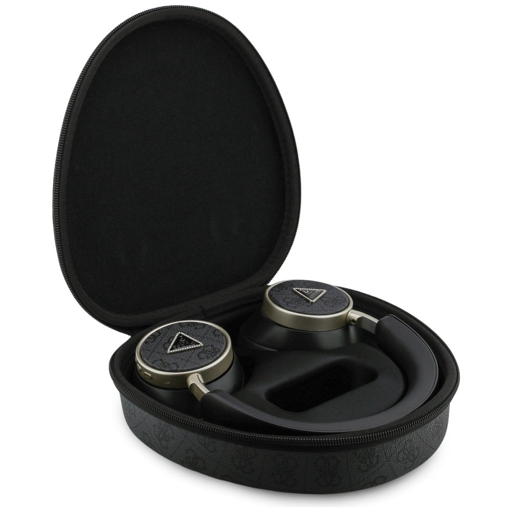 Guess - Wireless Headphones 4G Triangle Logo (GUBHC15P4MRCTK) - Bluetooth, ENC Technology, Over-ear, Eco Leather - Black