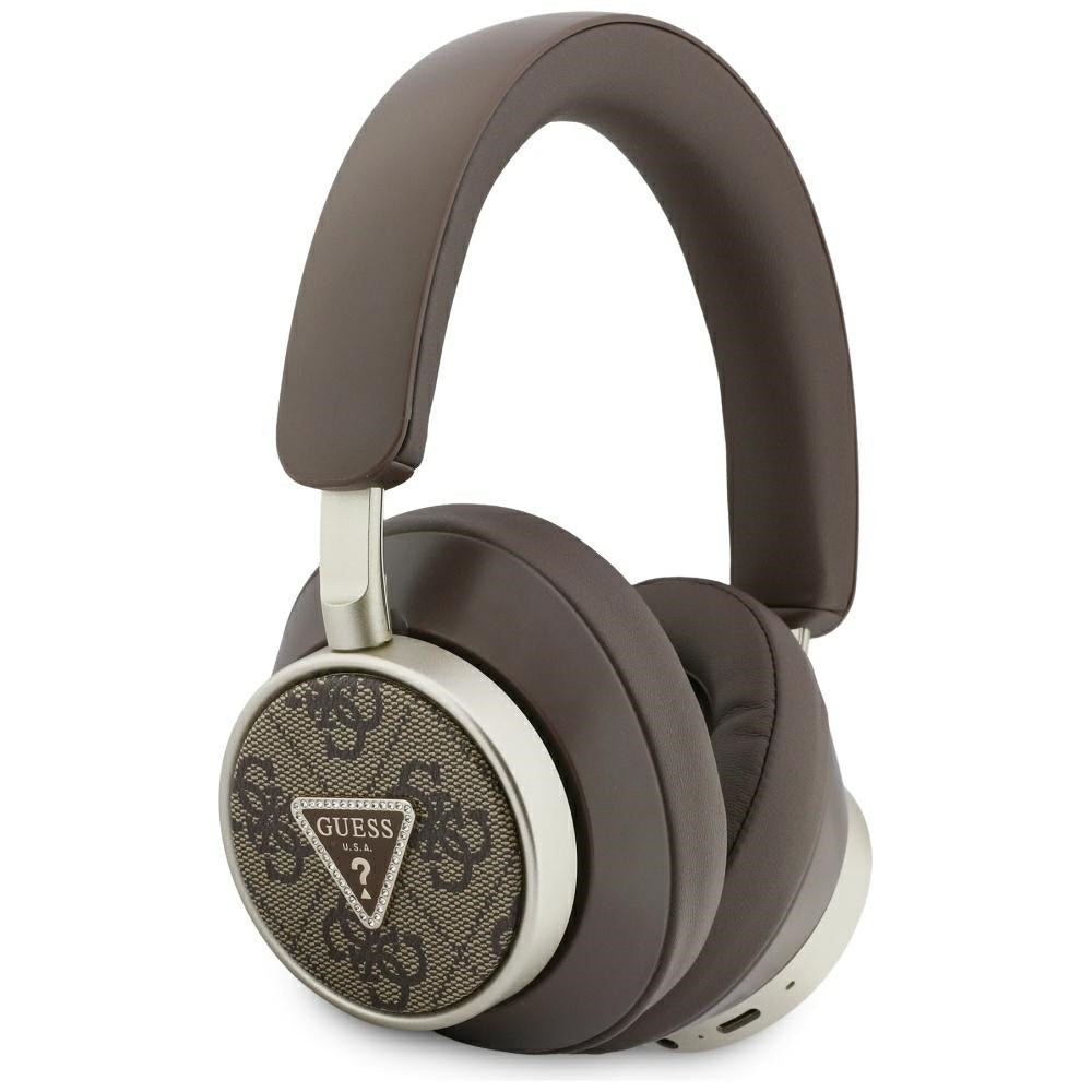 Guess - Wireless Headphones 4G Triangle Logo (GUBHC15P4MRCTW) - Bluetooth, ENC Technology, Over-ear, Eco Leather - Brown