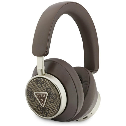 Guess - Wireless Headphones 4G Triangle Logo (GUBHC15P4MRCTW) - Bluetooth, ENC Technology, Over-ear, Eco Leather - Brown