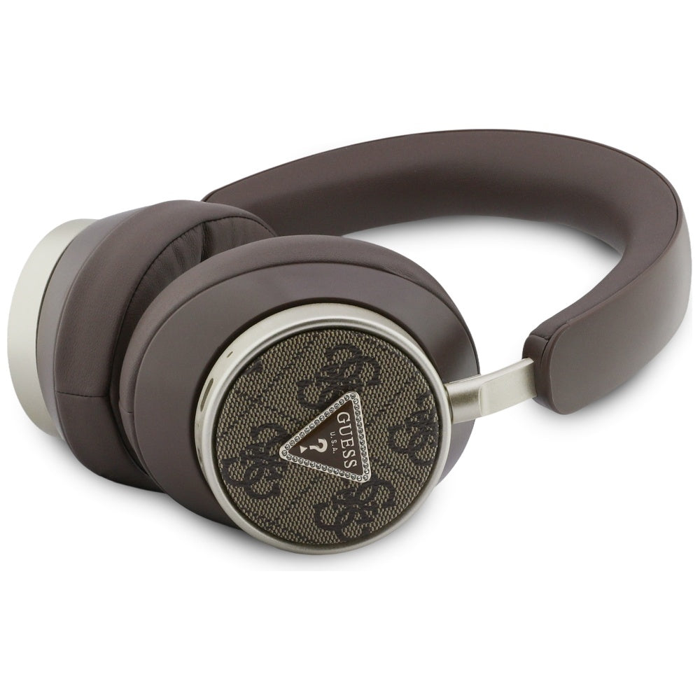 Guess - Wireless Headphones 4G Triangle Logo (GUBHC15P4MRCTW) - Bluetooth, ENC Technology, Over-ear, Eco Leather - Brown